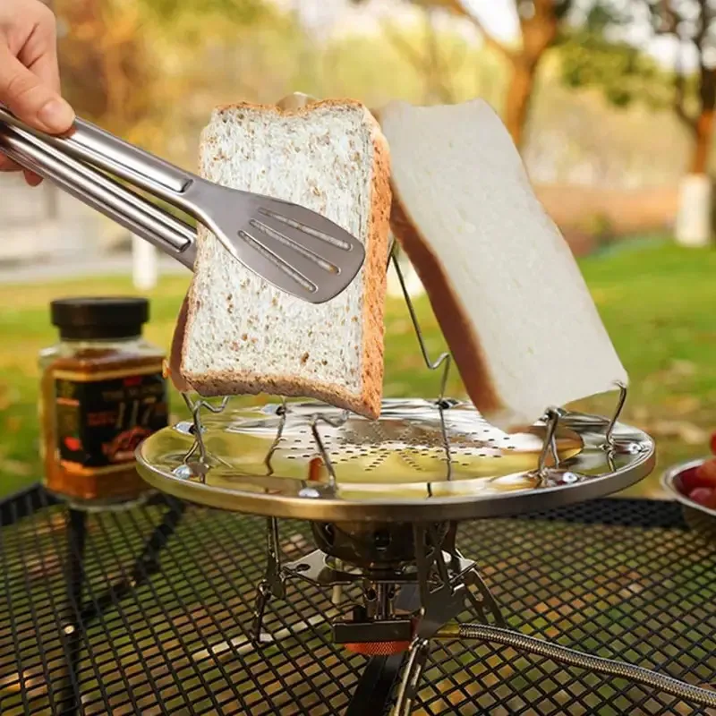 

TOPLIVING Compact Maker Stainless Steel Camping Toaster Rack 4 Slices of Bread Portable Toast Picnic for Cam