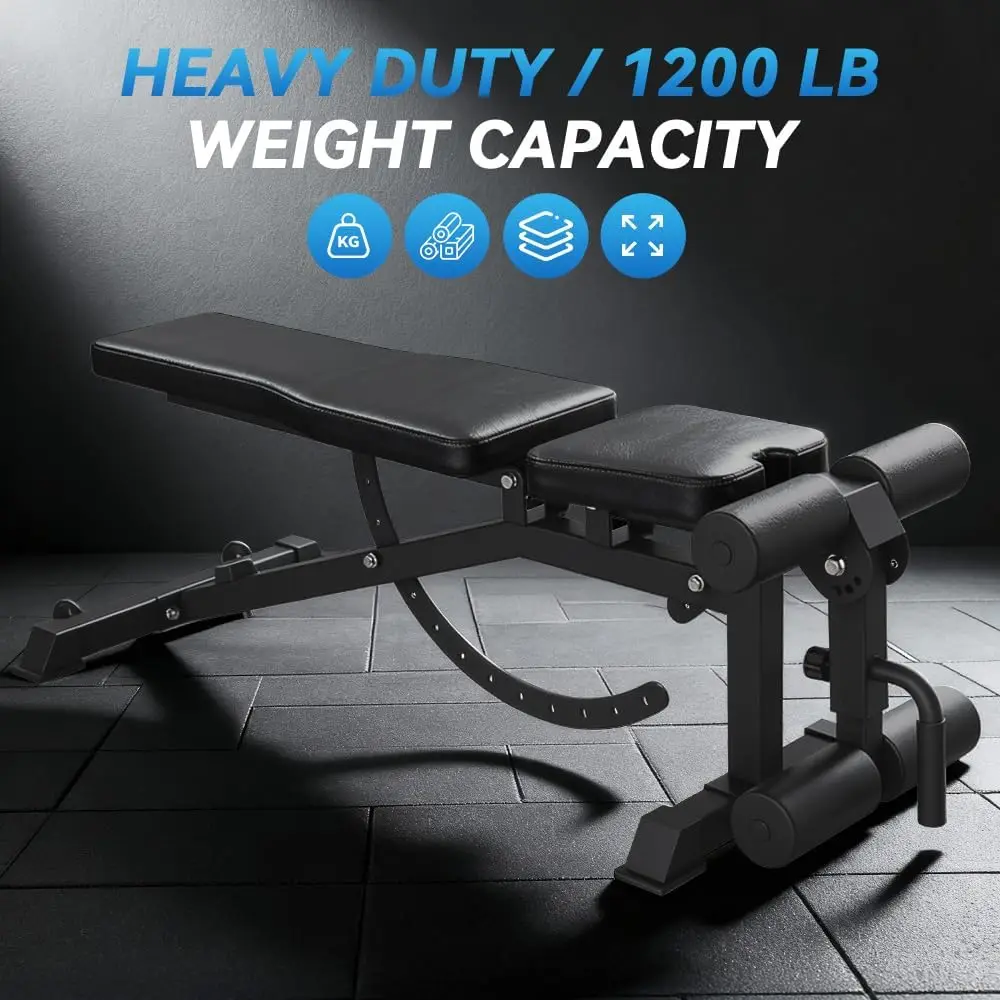 Adjustable Weight Bench with Leg Extension & Curl, Multi-Position Incline Decline for Home Gym Strength Training