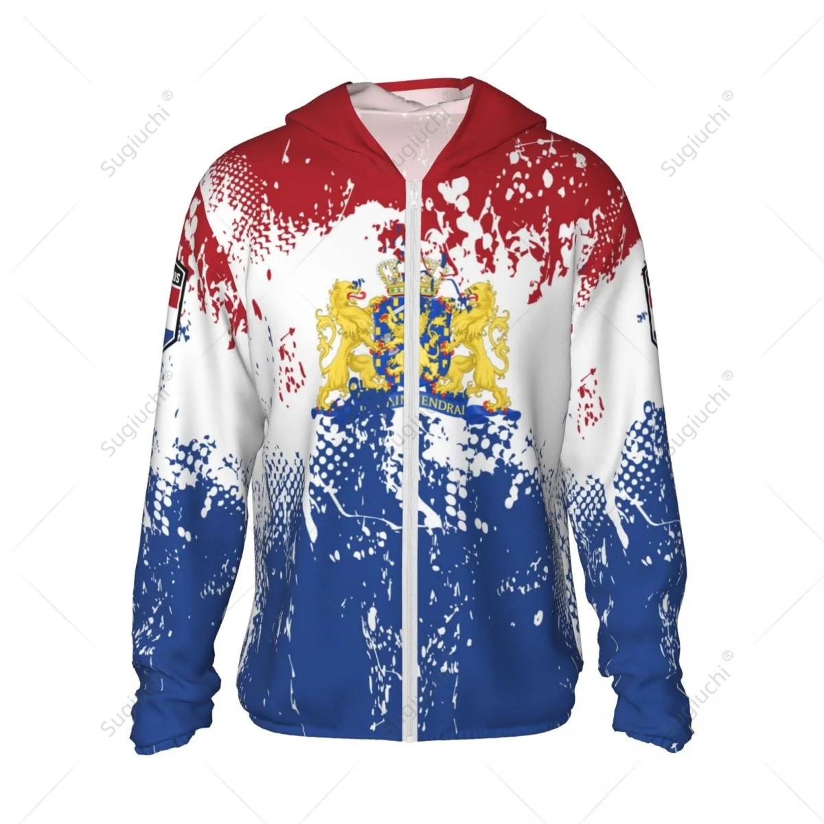 Hoodie de manga comprida com zíper, proteção solar de poliéster, roupas de protetor solar, pesca ciclismo e corrida, proteção solar holandesa