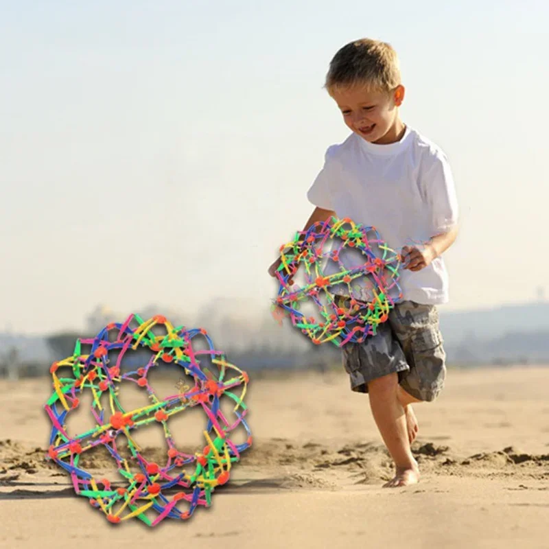 Bola telescópica mágica para niños, bolas de flores para exteriores, Bola de flores para lanzar y patadas, juguete interactivo para padres e hijos