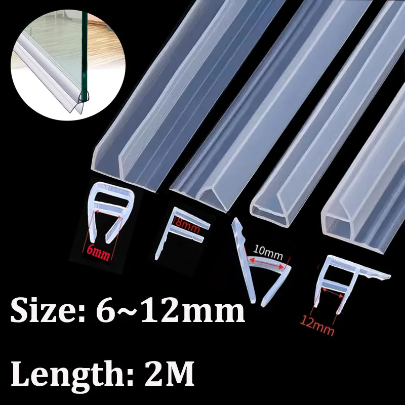 

H/F/U Shape glass door sealing strips Silicone Bath Shower Weather Strips Draft Stopper office balcony Door Window sealing tape