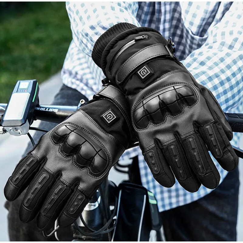 新しい冬加熱手袋オートバイバイカー男性と女性のためのタッチスクリーン充電式自己加熱手袋スキーハイキングハンドウォーマー