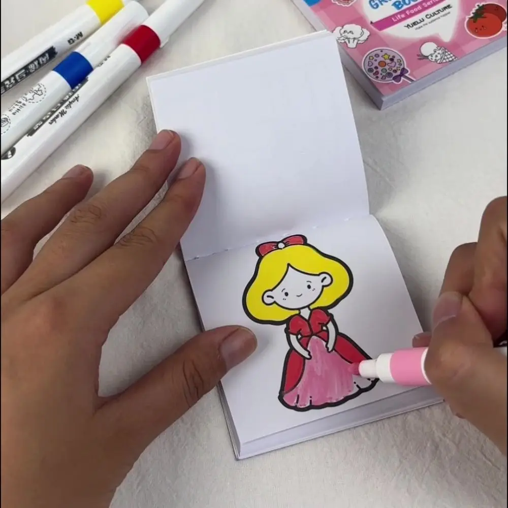 50 sheets Cartoon Paper Coloring Book Mini Multi Theme Doodles Book Graffiti Food Montessori Drawing Christmas