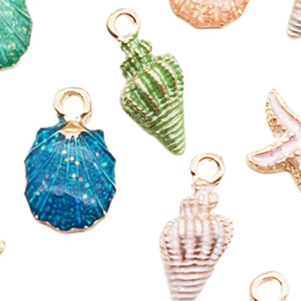 

2 Sets Conch Shell Pendant Necklace Nautical Charm Seashell Loose Bead Jewelry Pendants DIY