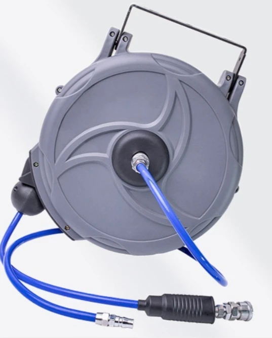 Heavy Duty Auto Rewind Air Hose Reel Reinforced PU Braided Tube Air Drum For Auto Tire Inflation Work