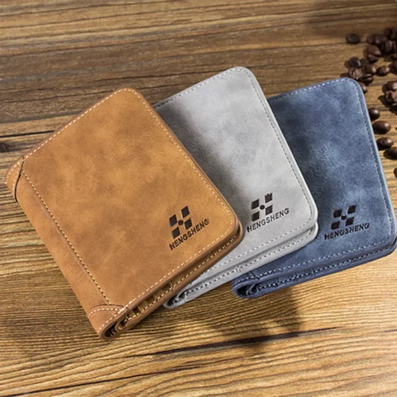 Dompet kulit pria, dompet pria mewah bisnis dapat dilipat, dompet koin, tempat kartu kredit/ID, Hipster ramping