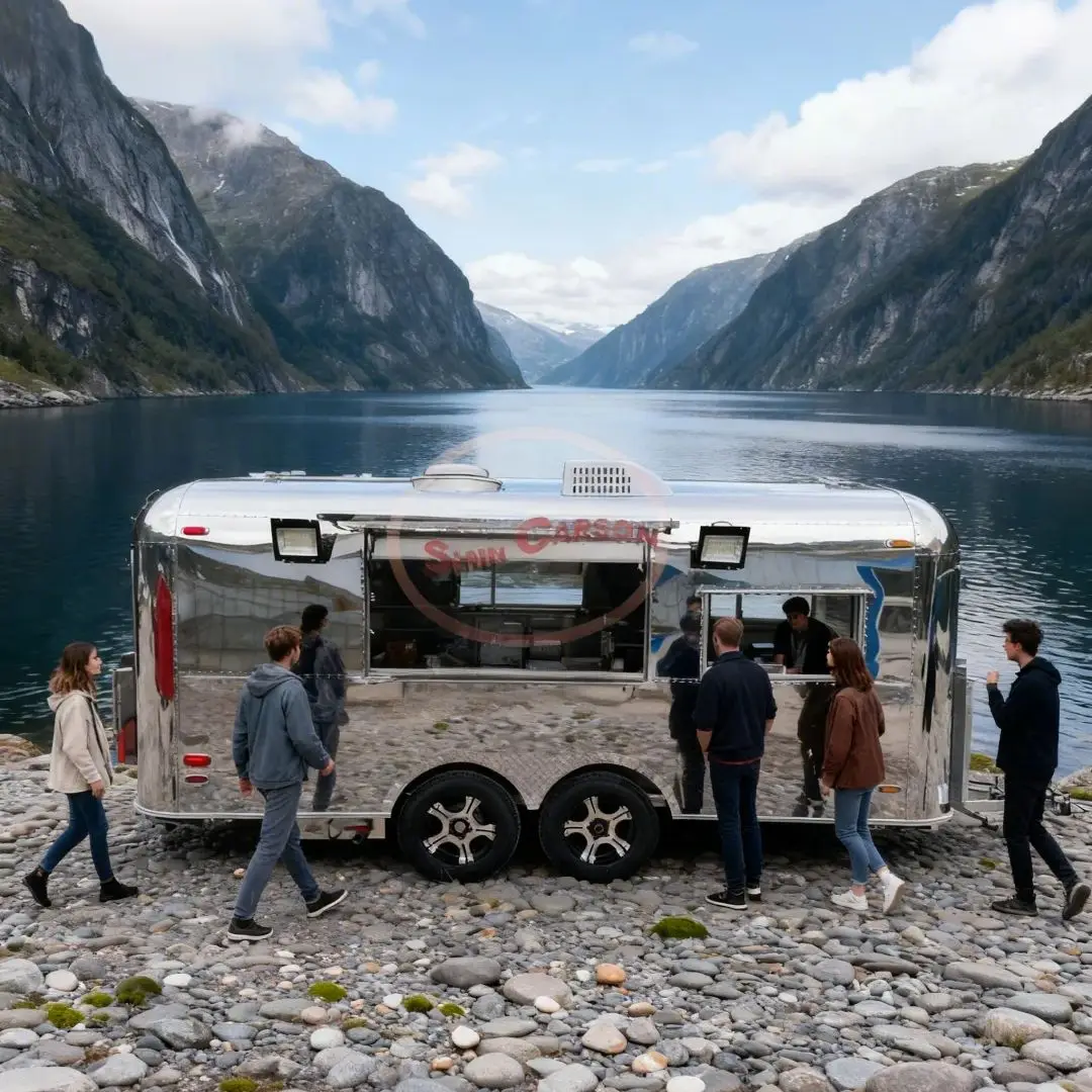 Commercial Food Trailer for Street Vendor Entrepreneurship Outdoor Mobile Vending Delivery Cart with Extra-Large Capacity