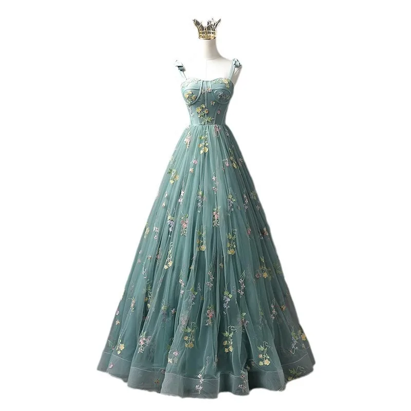 Evening Gown 2025 New High-end Camisole Banquet Socialite High-end Atmospheric Art Exam Host Annual Meeting Dress Spring