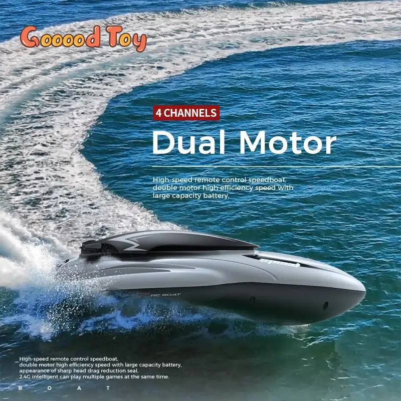 Elektryczna łódź motorowa RC 2.4G dla dzieci Szybka zdalnie sterowana łódź statek Zabawki 4CH Wodoodporna łódź motorowa do zawodów wyścigowych Zabawka dla dzieci