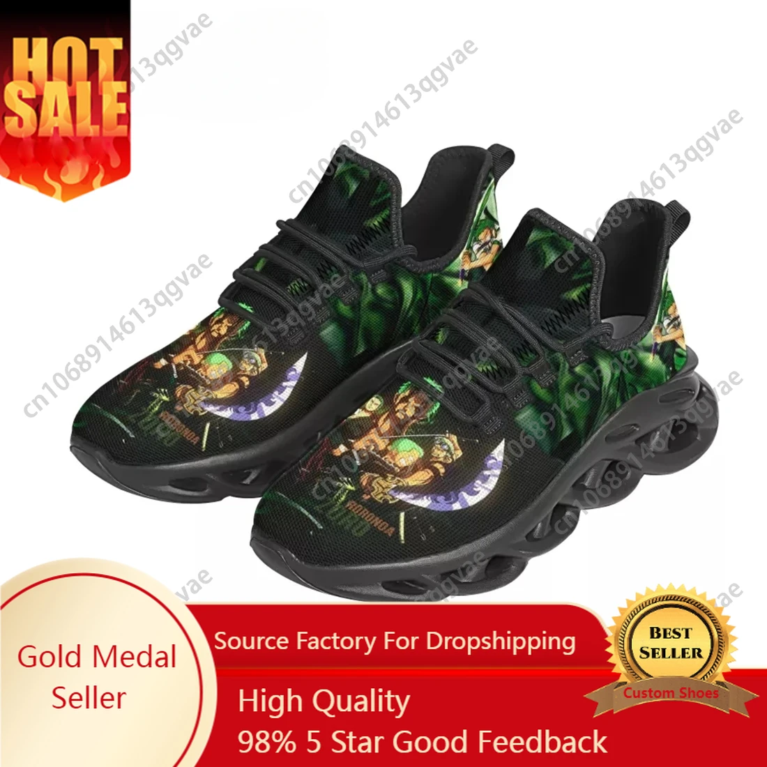 

Hot Anime Roronoa Zoro Casual Flats Sneakers Mens Womens Sports Running Shoe Sneaker Lace Up Mesh Footwear Tailor-made Shoe