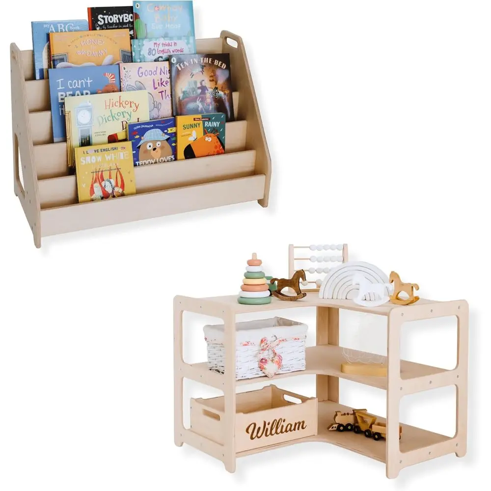 

Compact Wooden Bookshelf and Toy Storage for Kids