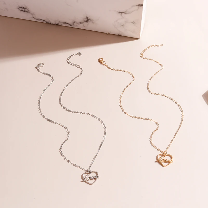 

Aihua Fashion Hollow Love Hearts Necklaces & Pendants for Women Girls Concise OL Clavicle Chain Necklaces Birthday Gifts