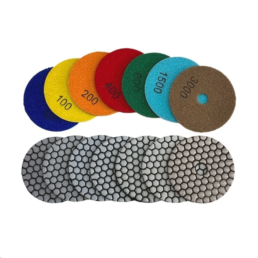大理石研磨用フレキシブルサンディングディスク-4インチ-100mm-7個入り研磨パッドセット-花崗岩研磨用-厚さ15mm