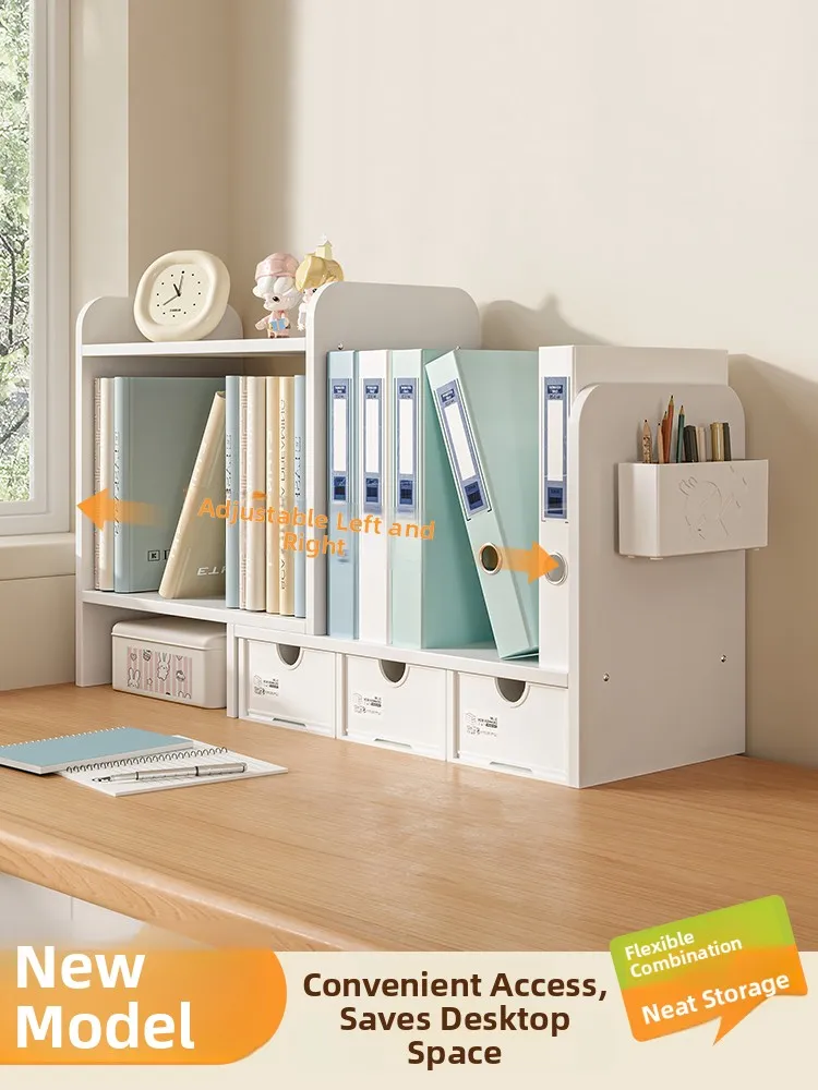

JK Desktop Organizer Rack Office Student Storage Bookend Stand Expandable Multi-functional Storage Cabinet Rectangular Shape