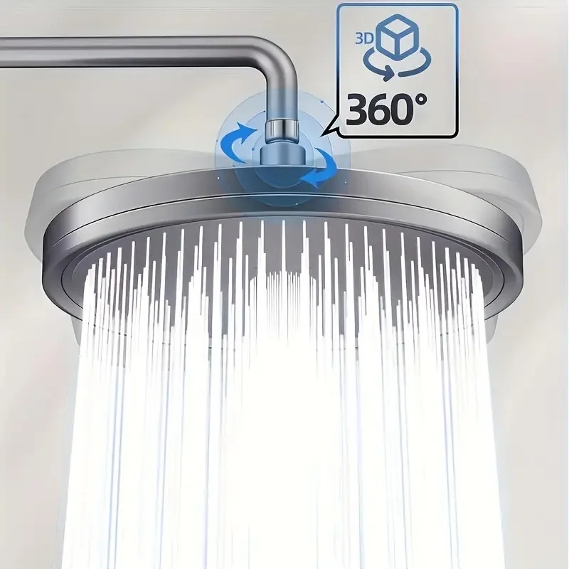 6 Modes Adjustable Bathroom Shower Head High Pressure Rainfall 23cm Round 360 Rotation Showerhead Top Rain Spray Shower Faucet