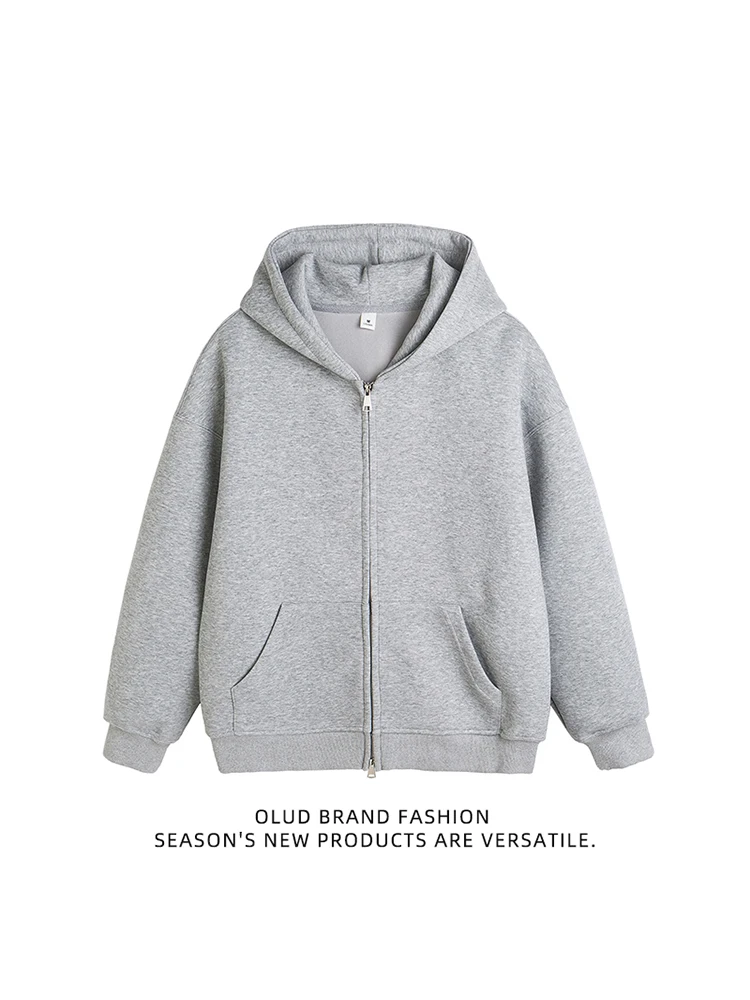 

Мужская толстовка с двойной молнией и флисовой подкладкой, осенне-зимняя, повседневная, комфортная, утепленная, с капюшоном