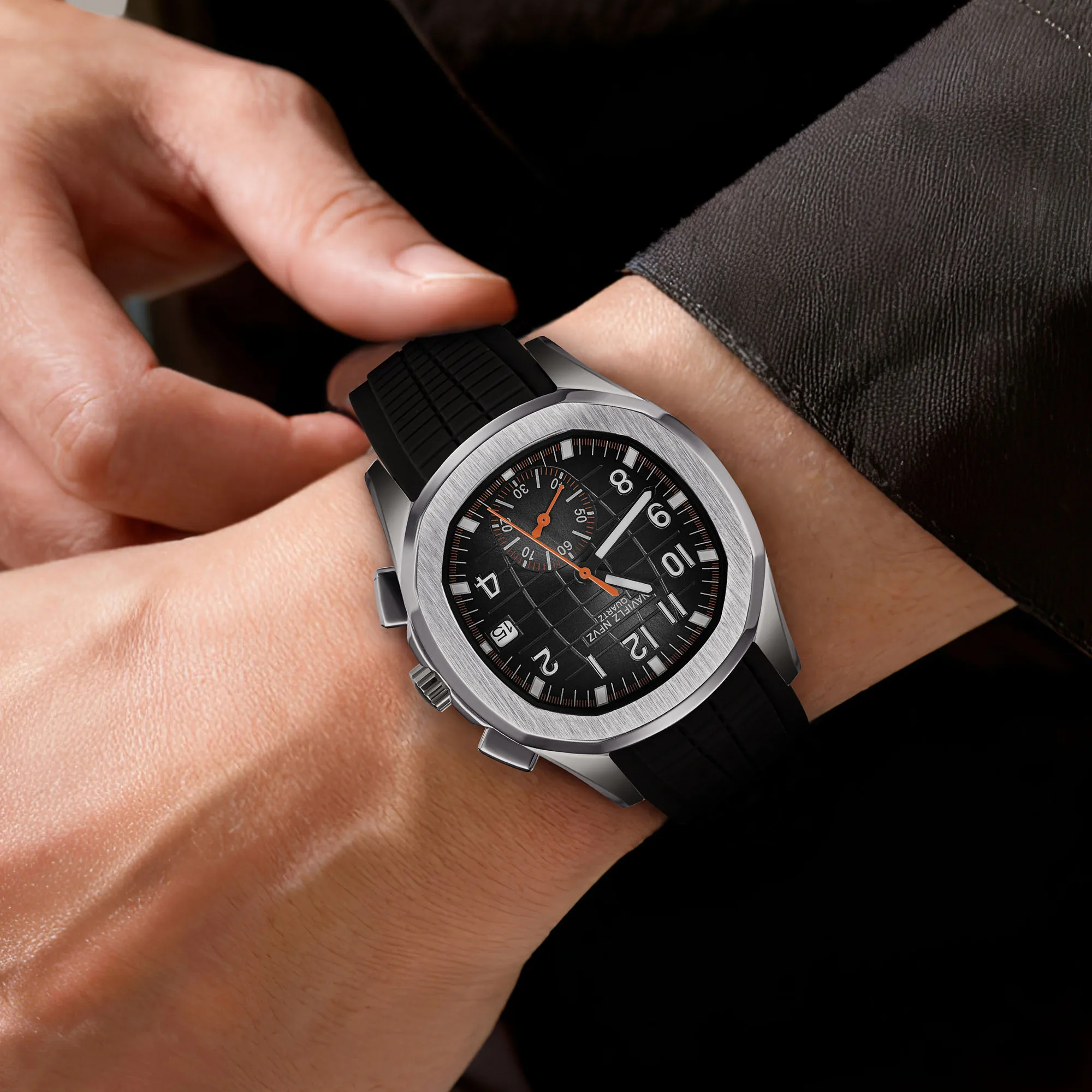 

Мужские кварцевые часы-хронограф NAVIFLZ NFVZ 2025 от ведущего бренда, прямые продажи, спортивные, оранжевые, с силиконовым ремешком, 40 мм, водонепроницаемые