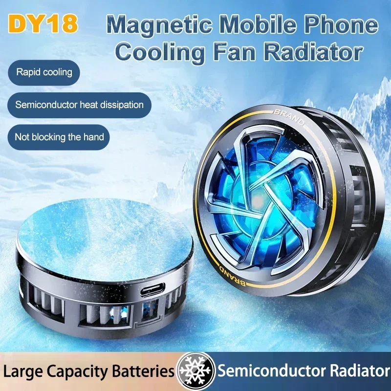 

DY18 Magnetic Semiconductor Mobile Phone Cooler Silent Cooling Fan Radiator r for IPhone Android Universal PUBG Cool Heat Sink