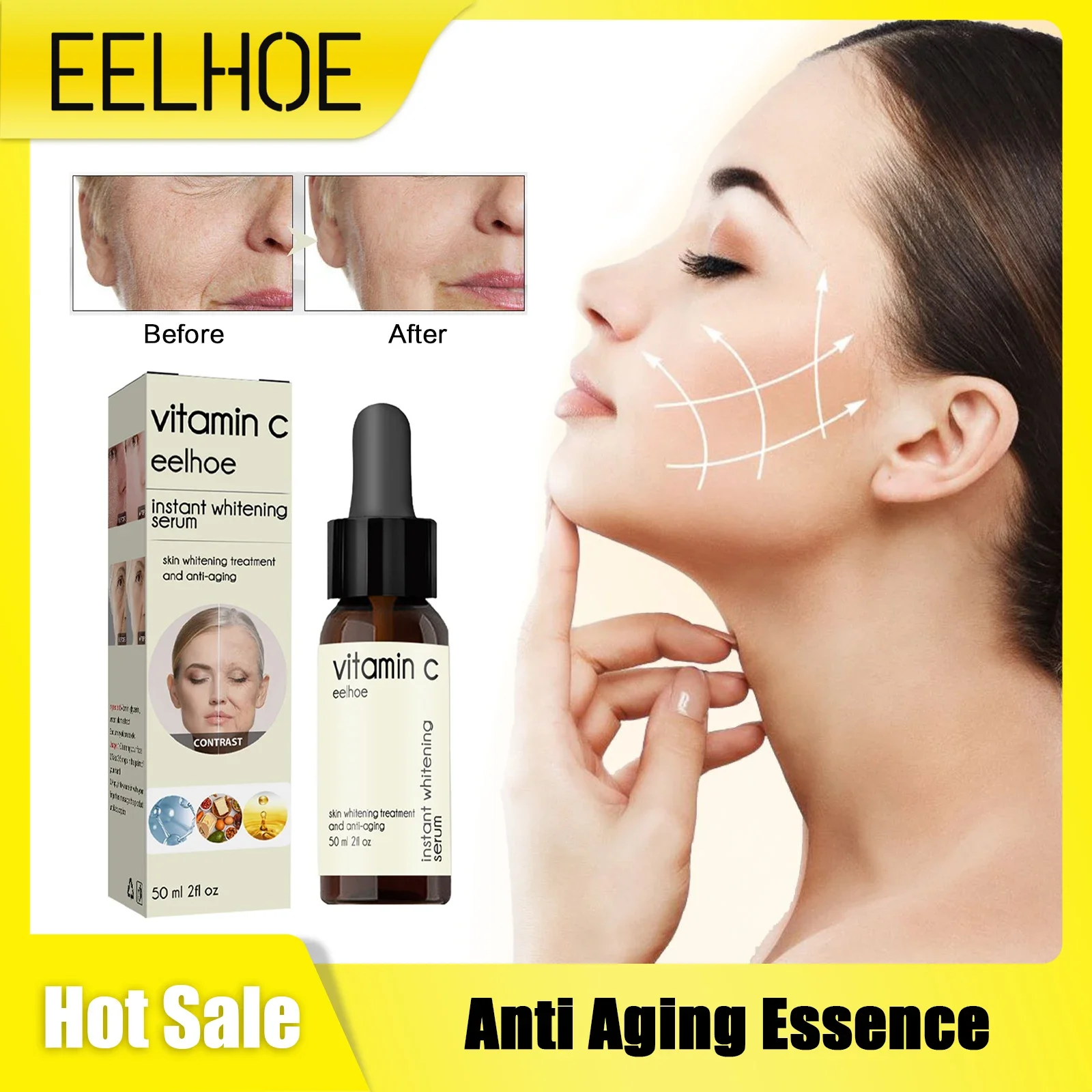 

Anti Aging Essence Brightening Vitamin C Fade Spot Deep Moisturizing Removing Darkness Rejuvenating Whitening Glowing Skin Serum