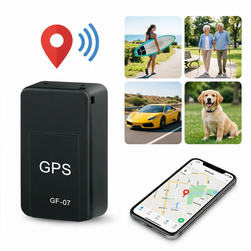GF07 Mini Rastreador Magnético para Automóvil, Localizador GPS en Tiempo Real, Dispositivo de Rastreo Magnético GPS, Localizador de Vehículos en Tiempo Real, Rastreador de Mascotas