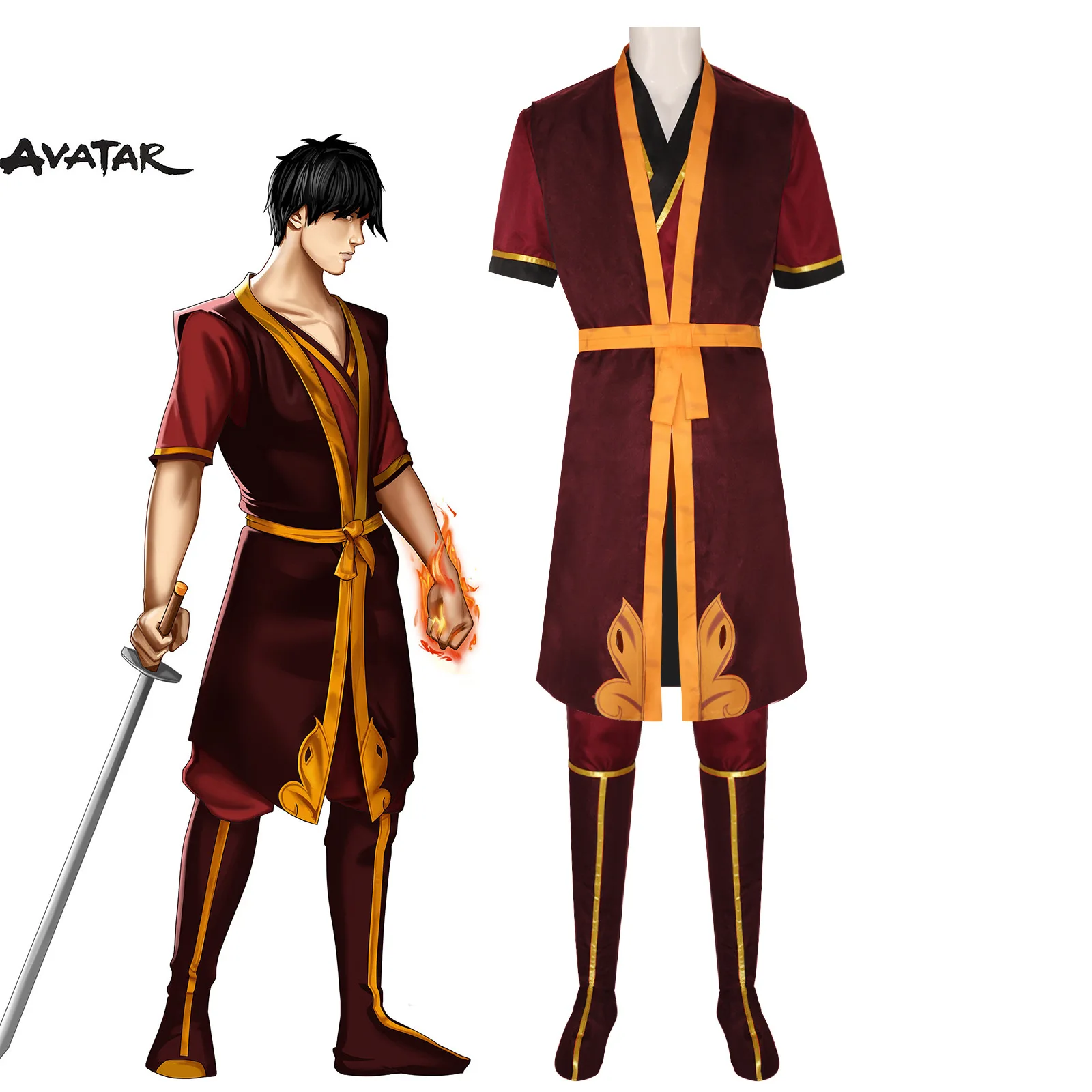 

Avatar Cos Suit, The Last Airbender Zuk Prince Full Costume Cosplay Dress Up Spot
