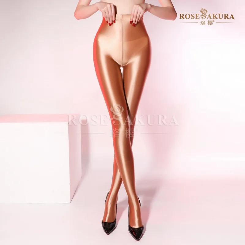 Cherry Blossom8347Back Line Shiny Glossy Leggings Women's Outer Wear Thin Silky Bodybuilding Color Tight Spring and Autumn Panty