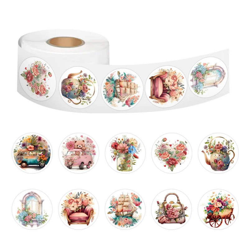 CC 500 Stuks Cartoon Bloem Bloemen Decoratieve Sticker Roll Hand Account Notebook Mobiele Telefoon Briefpapier Computer Sticker