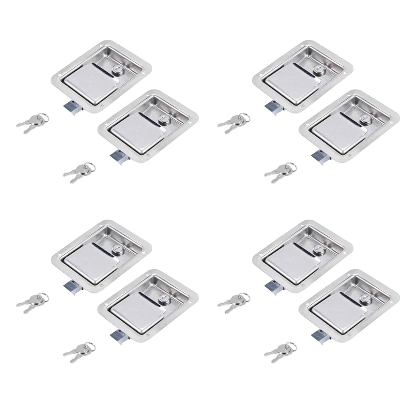 

Hardware 8 Pack Stainless Steel Paddle Slam Latch With Lock & Key - Flush Single Point Handle For Door Trailer RV Jeep