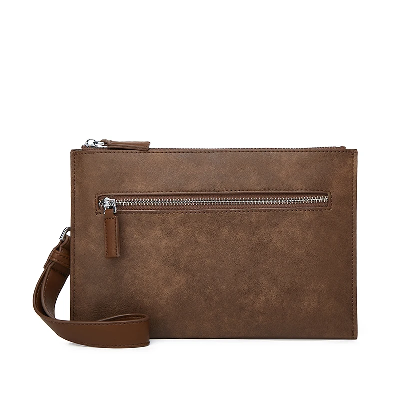 Bolsa clutch vintage de couro PU para homem