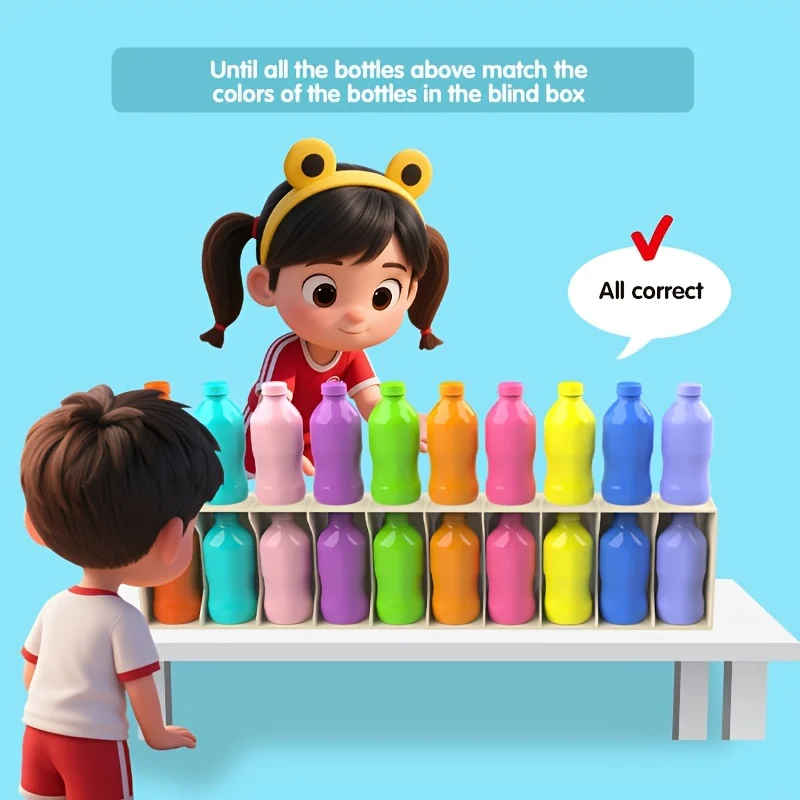 21pcs Guess The Bottle Color Challenge Game, Memory & Logic Training Toy, Educational Family Board Game for Kids Children Math