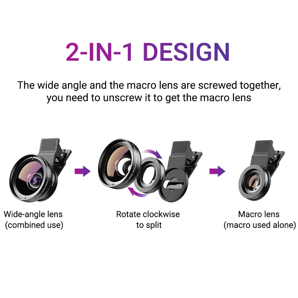 Tokohansun Telefoon Lens Kit 0.45x Super Groothoek & 12.5x Super Macro Lens Hd Camera Lentes Voor Iphone 6S 7 Xiaomi Alle Mobiel