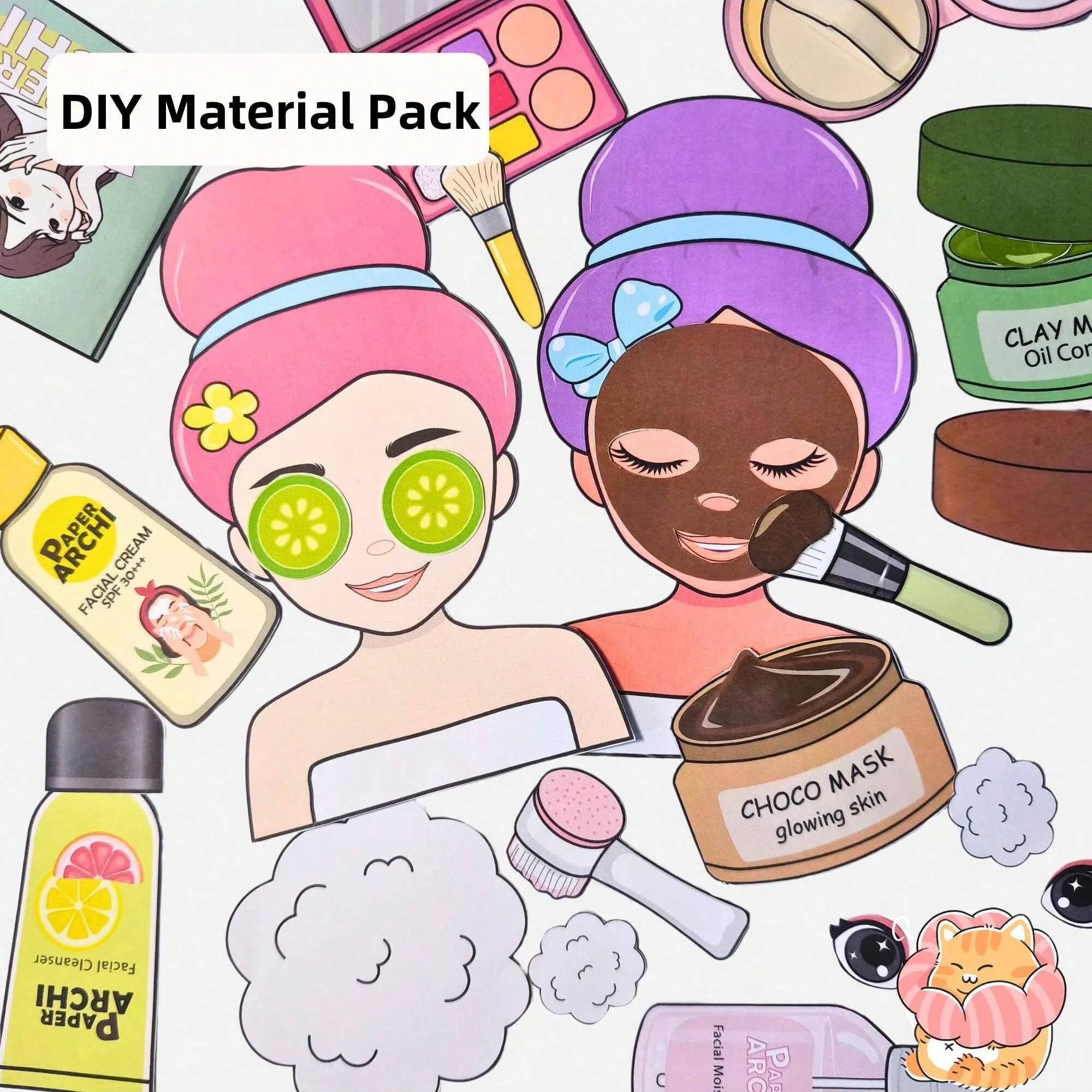 

Summer Skincare Quiet Book DIY Quiet Book Girl Toy Material Pack Non finished Products Need to be Hand Cut and Made Sticker