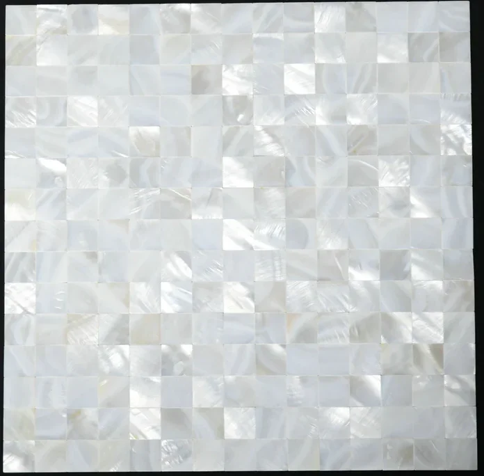 

Seamless White Polished Square Shell Mosaic Mother of Pearl Wall Flooring Tile MOPCS20