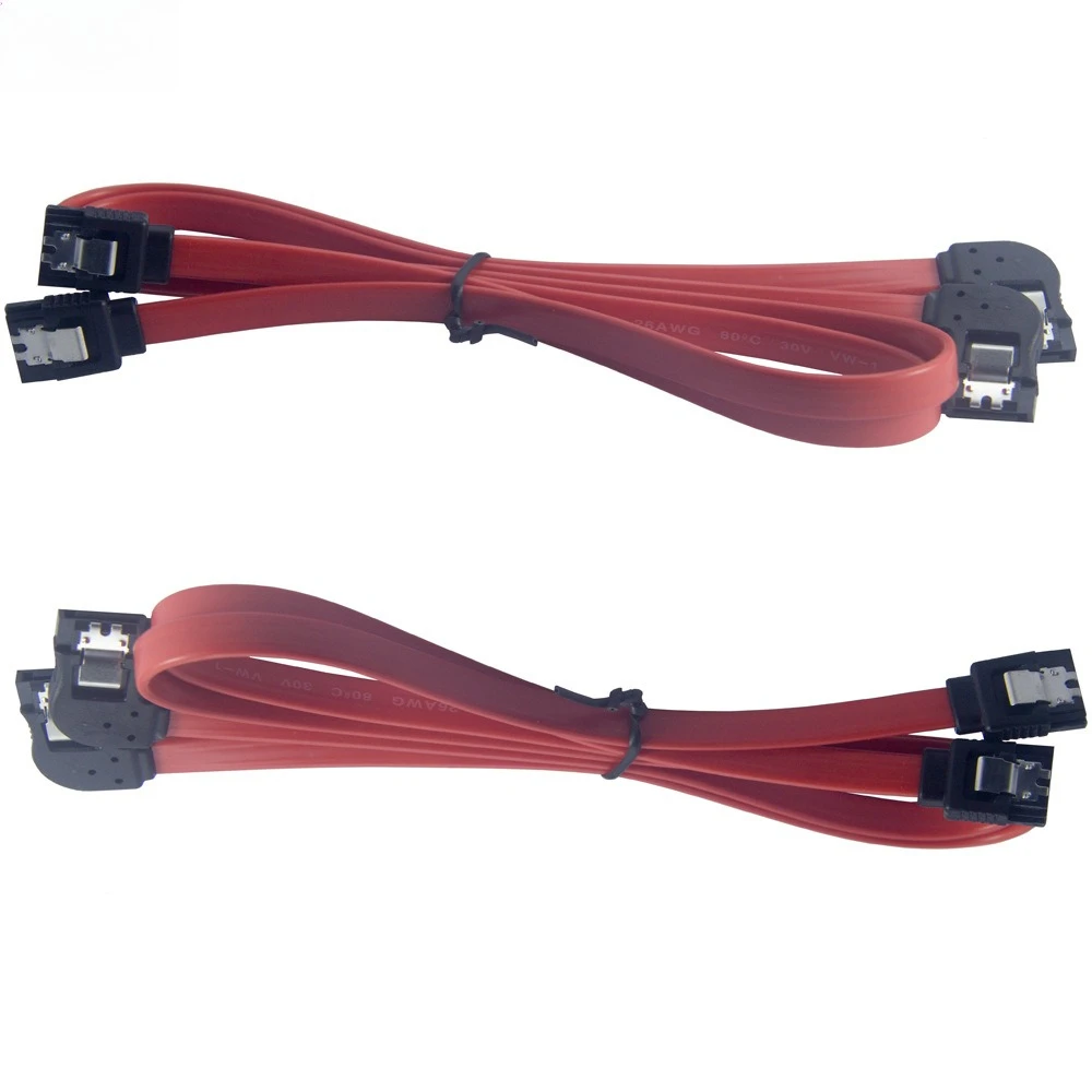 SATA 7P 암 180도 SATA 7P 암 헤드 오른쪽 굽힘 빨간색 평면 하드 디스크 컴퓨터 케이스 케이블 길이 0.2M 0.3M 0.5M 1M