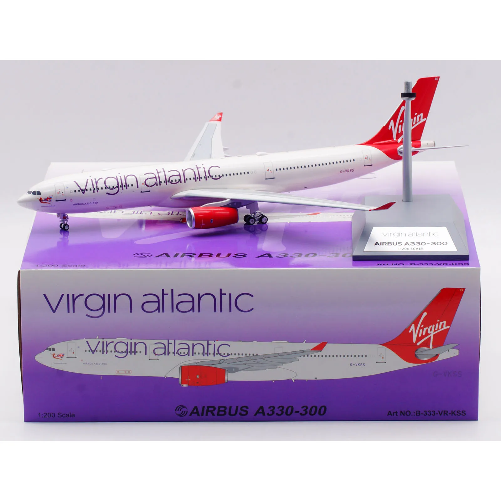 B-333-VR-KSS Alloy Collectible Plane Gift B-Models 1:200 Virgin Atlantic Airways Airbus A330-300 Diecast Aircraft Model G-VKSS