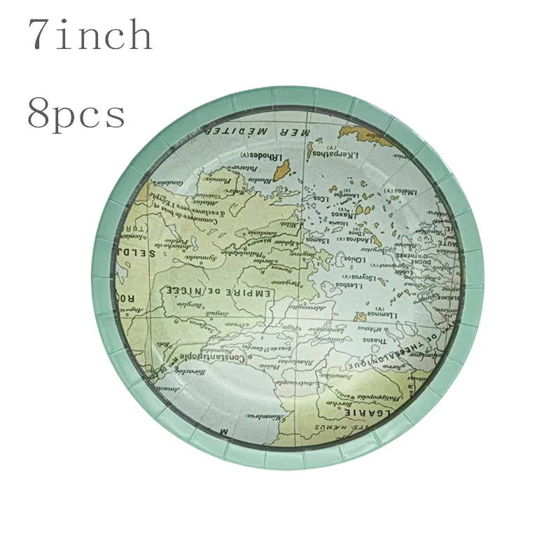 Tema della mappa del mondo piatti di carta usa e getta tazza tovagliolo viaggio di pensionamento festa di compleanno decorazione della tavola