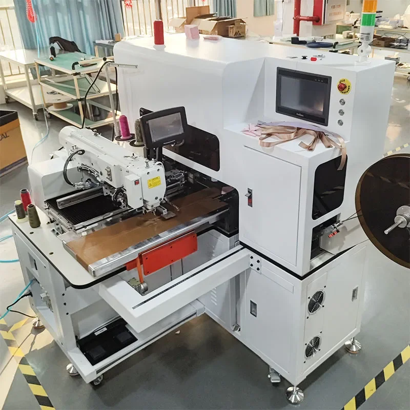 Manual Automatic Backpack Triangle Ribbon Pattern Sewing Machine Automatic Feeding Industrial Sewing Machine