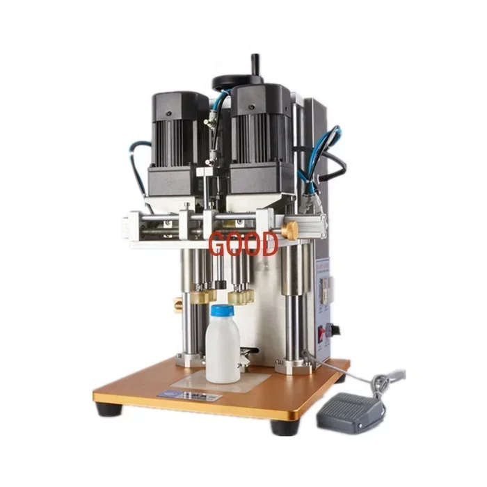 semi automatic electric plastic glass bottle cans jar screwing capping sealing packing machine