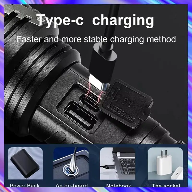 

L71A USB аккумуляторная лампа XHP360 2025 светодиодный фонарик 26650 аккумулятор ультра яркий тактический, фонарь