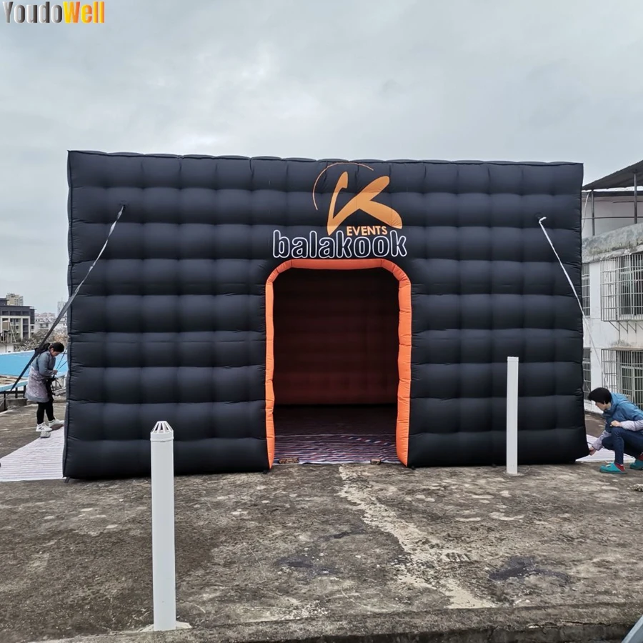 Inflatable Black Air Cube Tent 4.2m x 4.2m x 2.8m for Party and Event Showrooms with Logo Printing