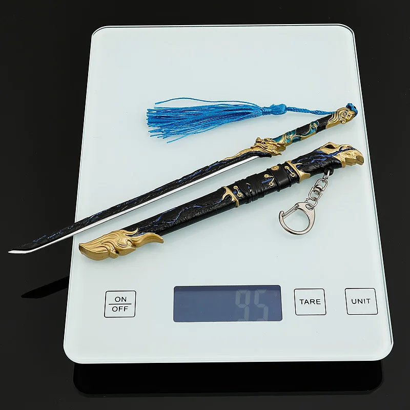 22cm Naraka Bladepoint broń czarne złoto starożytny nóż peryferia broń Model stop ozdoba kolekcja prezenty urodzinowe zabawki chłopcy