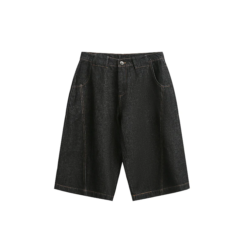 

American Vintage Shorts for Man Y2k Streetwear Dark Straight Jeans Shorts Summer Couple Fashion Casual Baggy Wide Leg Shorts Men