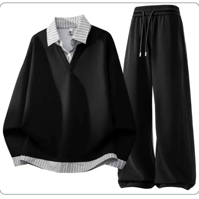 

2026 Spring New Sports Suit Men High-Quality Large Size Fashion Trend Loose Versatile Casual Long-Sleeved Trousers Two-piece Set
