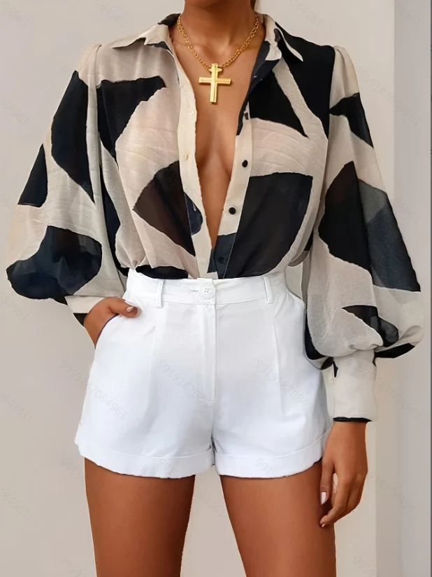 

Spring Autumn Fashion Printed Long Sleeve Shirt Stylish New Arrival Men's Casual Button-Up Top