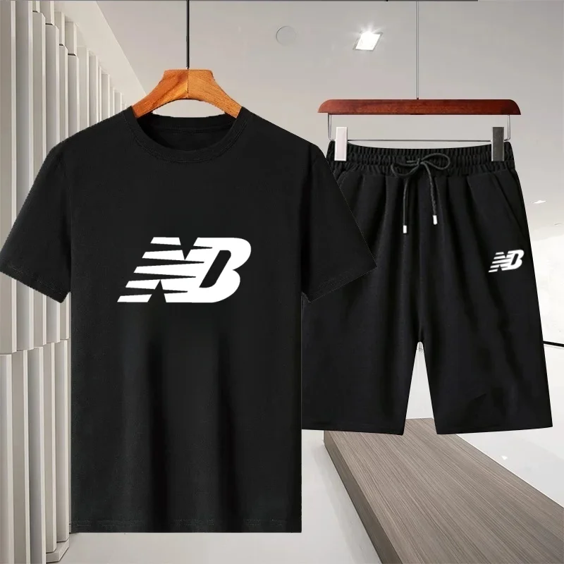 

2025 Summer Fashion Men's Casual Sportswear Set: Short-sleeved T-shirt + elastic waist Shorts, Casual 2-piece set for men
