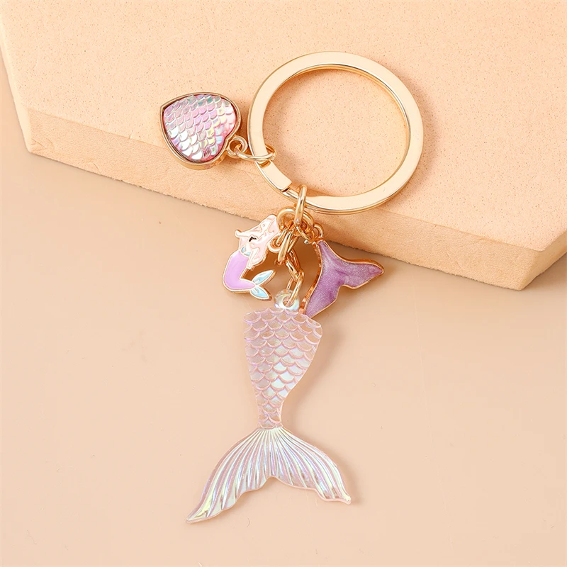 Nette Fischschwanz Herz Schlüsselanhänger für Auto Schlüssel Frauen Männer Sommer Strand Handtasche Anhänger Schlüsselanhänger Zubehör DIY Schmuck Geschenke – Detail 8