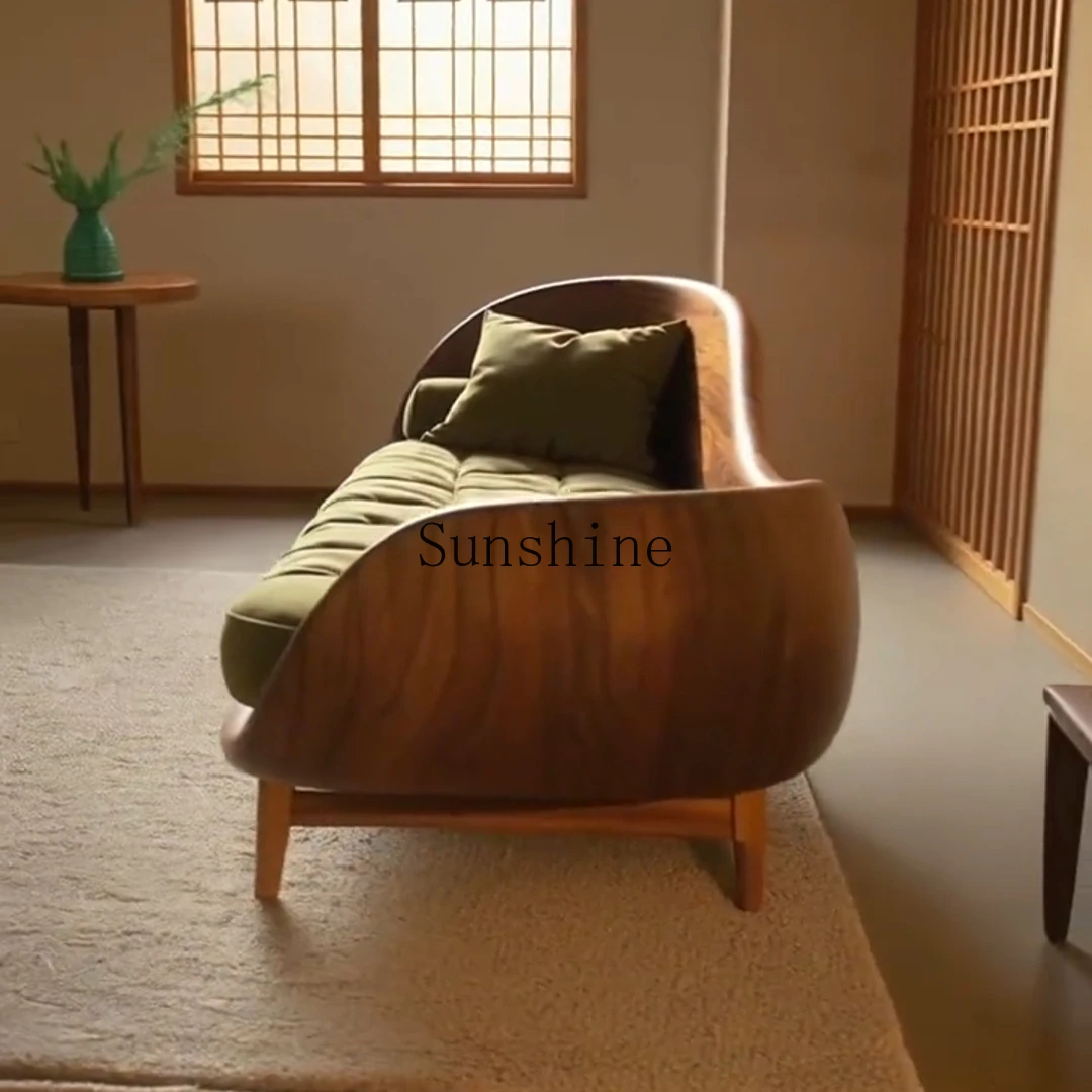North American black walnut chaise longue minimalist leather sofa reception lounge chair