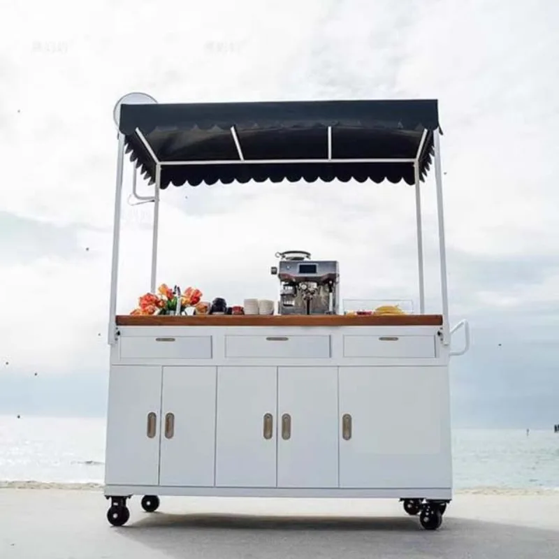 

Металлическая тележка для кофе и напитков на колесах с светодиодной подсветкой