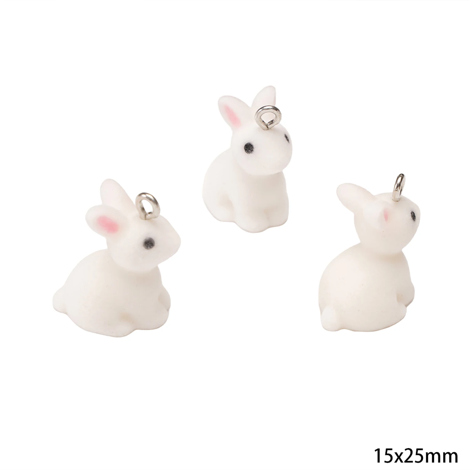 3D Flocking Resin Animal Charms for DIY Jewelry