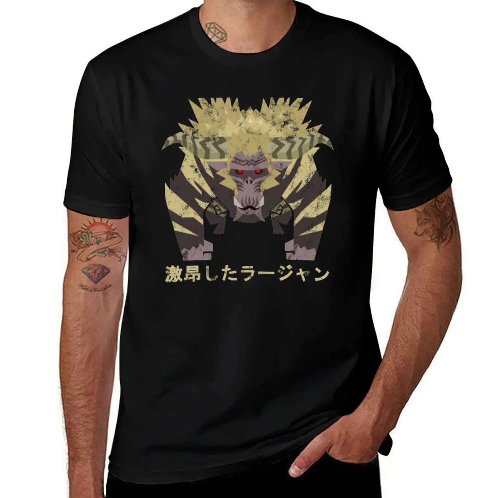 Monster Hunter World Iceborne Furious Rajang Kanji T-Shirt Basic Solid Color Casual Tee Shirt T-Shirt